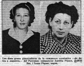 Las dos grandes ganadoras de la campaña económica del Patronato, de izquierda a derecha, Aurélia Pijoan, primer puesto, e Irene Piquer, segundo.